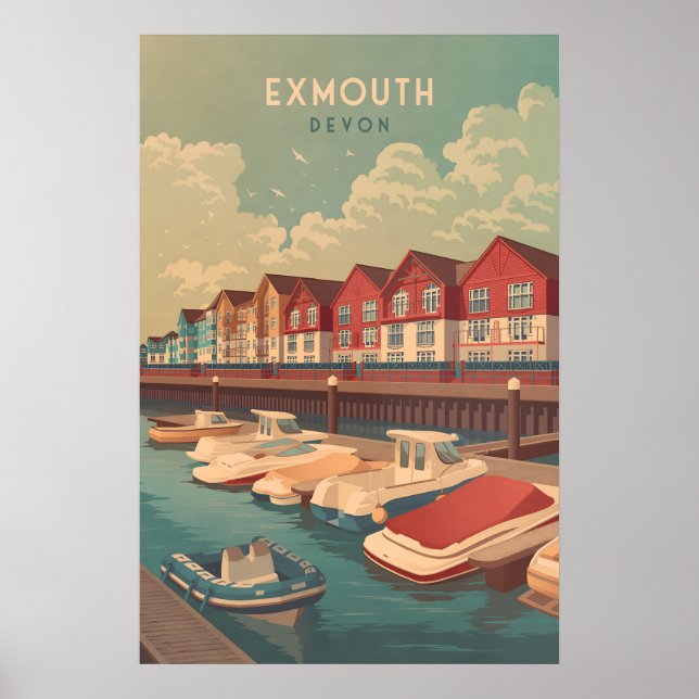Poster Cartaz de Viagem Exmouth Devon (Frente)