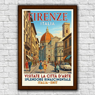 Poster Cartaz de Viagem Florença, Itália anos 60 Vintage