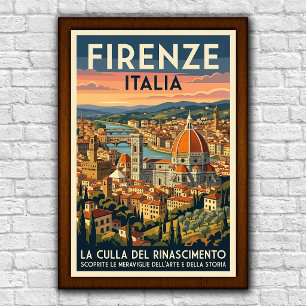Poster Cartaz de Viagem Florença, Itália anos 60 Vintage