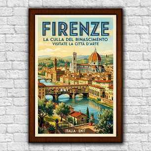 Poster Cartaz de Viagem Florença, Itália anos 60 Vintage