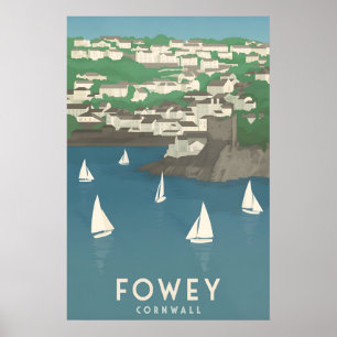 Poster Cartaz de Viagem Fowey Cornwall