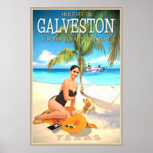 Poster Cartaz de Viagem Galveston Texas Princess Beach Ro