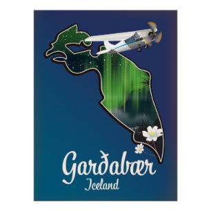 Póster Cartaz de viagem Garðabær Islândia