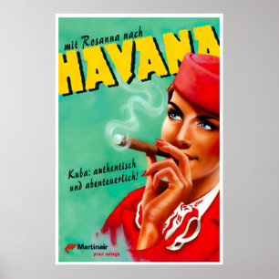 Poster Cartaz de Viagem Havana Arte Cuba Martinair Impres