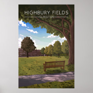 Poster Cartaz de Viagem Highbury Fields Islington Londres