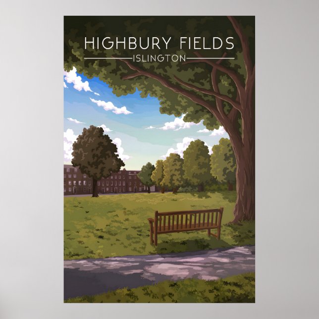 Poster Cartaz de Viagem Highbury Fields Islington Londres (Frente)