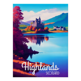 Póster Cartaz de Viagem Highlands Escócia