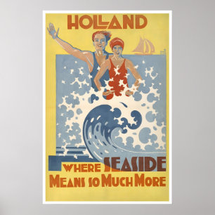 Poster Cartaz de Viagem Holanda Arte Países Baixos Praia