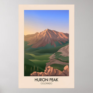 Poster Cartaz de Viagem Huron Peak Colorado EUA