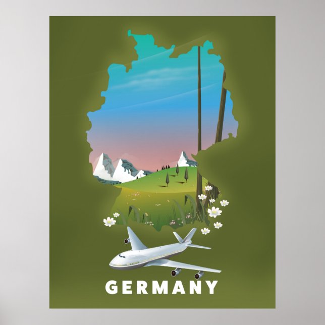 Poster Cartaz de viagem ilustrado da Alemanha (Frente)