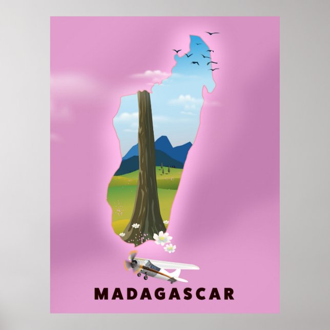 Poster Cartaz de viagem ilustrado de Madagascar (Frente)