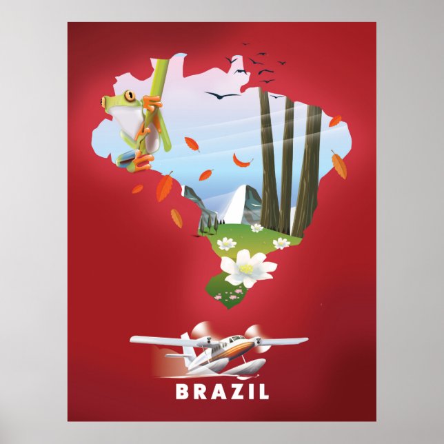 Poster Cartaz de viagem ilustrado do Brasil. (Frente)