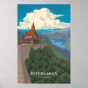 Poster Cartaz de Viagem Interlaken Suíça