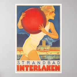 Poster Cartaz de Viagem Interlaken Suíça Arte de Praia Ho