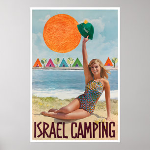 Poster Cartaz de Viagem Israel Cartaz Retro de Acampament