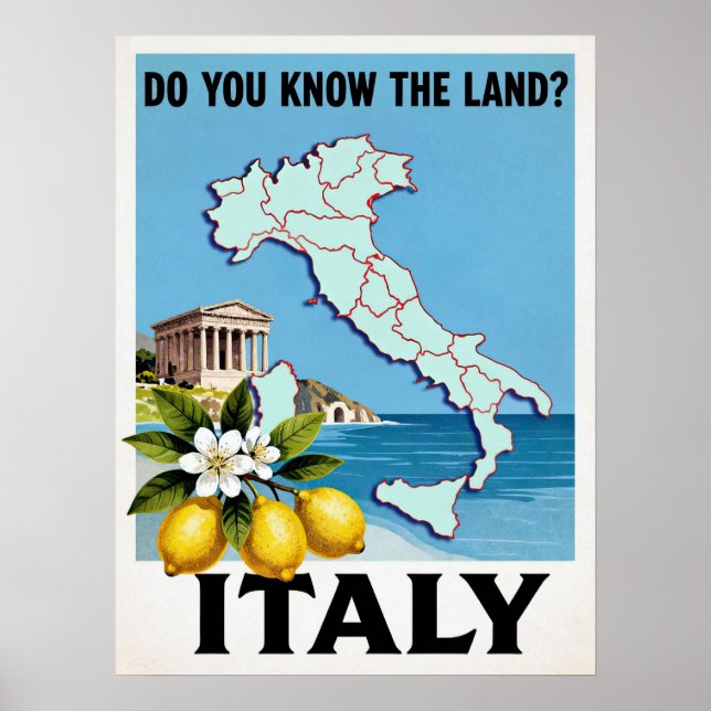 Poster Cartaz de Viagem Itália (Frente)