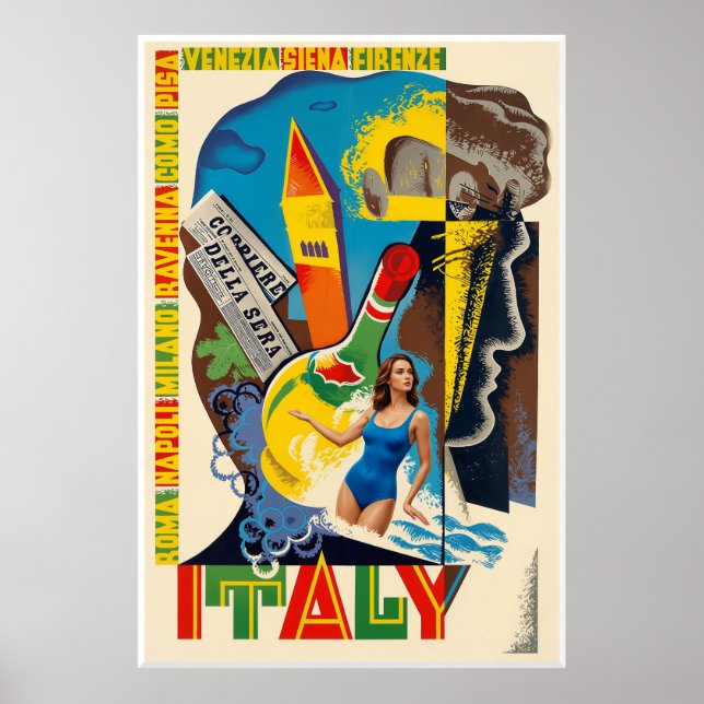 Poster Cartaz de Viagem Itália (Frente)