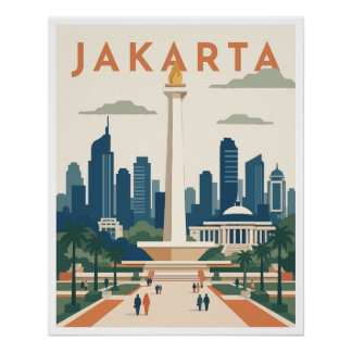Póster Cartaz de Viagem Jacarta Indonésia