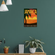 Cartaz de Viagem Jamaica Inspirado no Vintage