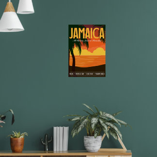 Poster Cartaz de Viagem Jamaica Inspirado no Vintage