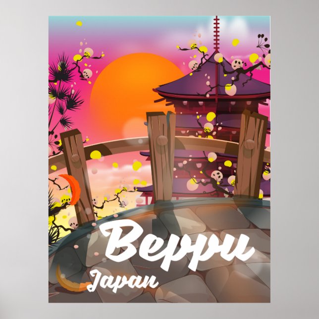 Poster Cartaz de viagem japonês Beppu (Frente)