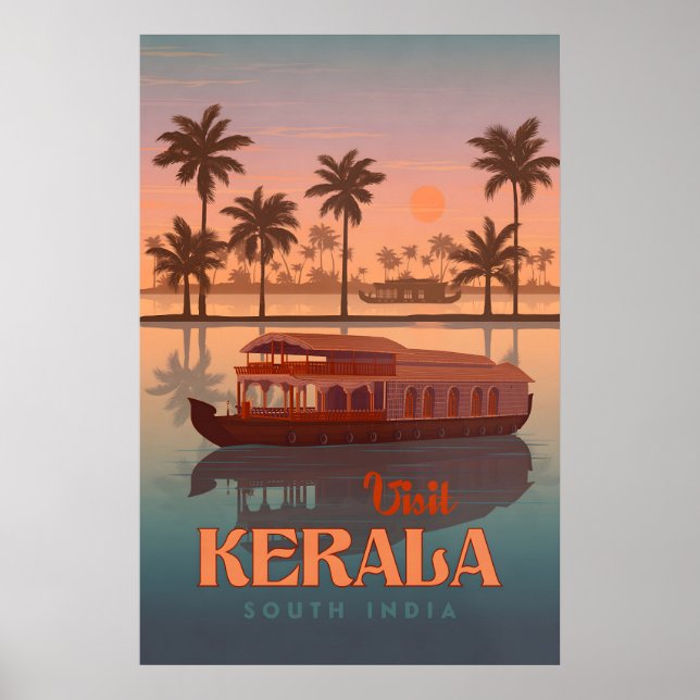 Poster Cartaz de Viagem Kerala Índia (Frente)