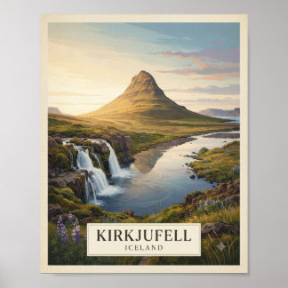 Poster Cartaz de Viagem Kirkjufell Vintage Islândia | Isl