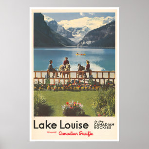 Poster Cartaz de Viagem Lago Louise Arte de Pesca Retro C