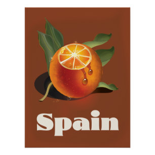 Póster cartaz de viagem laranja da Espanha