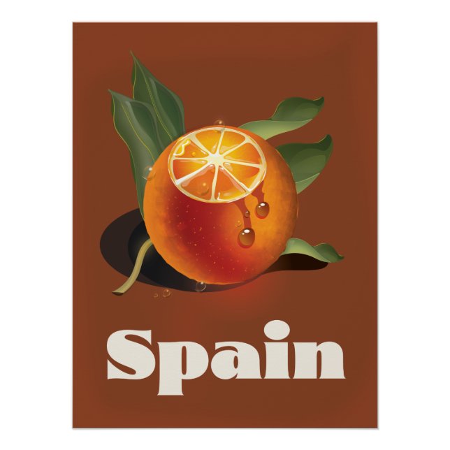 Póster cartaz de viagem laranja da Espanha (Frente)