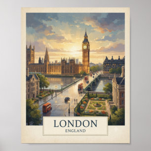 Poster Cartaz de Viagem Londres Inglaterra Vintage Big
