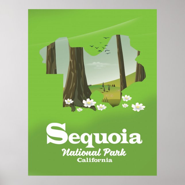 Poster cartaz de viagem mapa do parque nacional Sequoia (Frente)