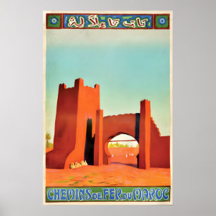Poster Cartaz de Viagem Marrocos, Marrakesh