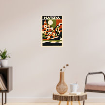 Cartaz de Viagem Matera Itália Arte Geométrica Bau