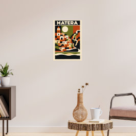 Poster Cartaz de Viagem Matera Itália Arte Geométrica Bau