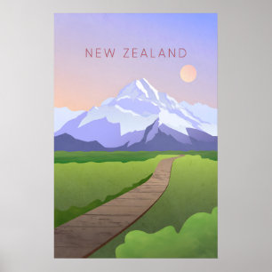 Poster Cartaz de Viagem Minimalista da Nova Zelândia