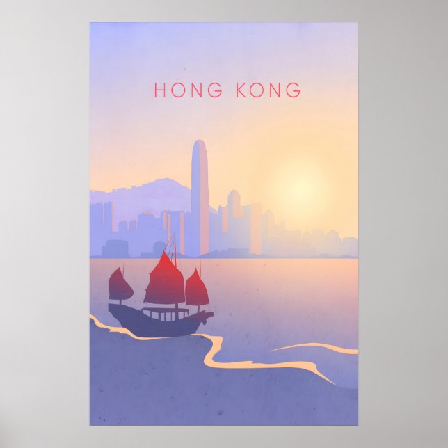 Poster Cartaz de Viagem Minimalista de Hong Kong (Frente)