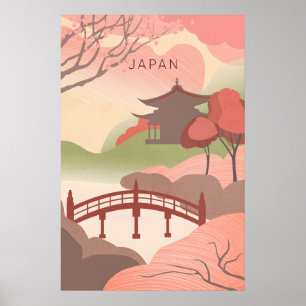Poster Cartaz de Viagem Minimalista do Japão