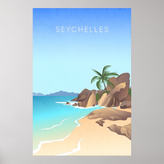 Poster Cartaz de Viagem Mínimo das Seychelles (Frente)