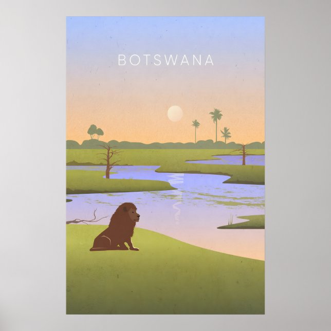 Poster Cartaz de Viagem Mínimo do Botsuana (Frente)