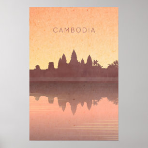 Poster Cartaz de Viagem Mínimo do Camboja