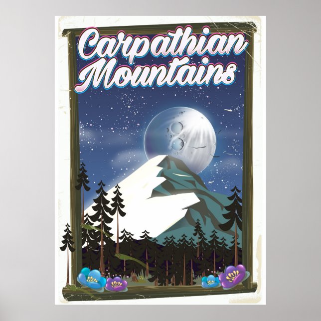 Póster cartaz de viagem montanhas dos Cárpatos (Frente)