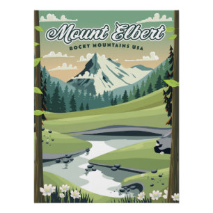 Póster Cartaz de viagem Montanhas Rochosas Monte Elbert