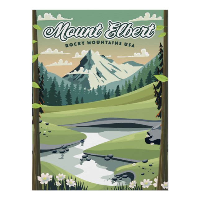 Póster Cartaz de viagem Montanhas Rochosas Monte Elbert (Frente)
