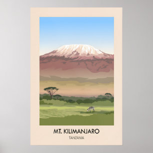 Poster Cartaz de Viagem Monte Kilimanjaro Tanzânia