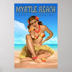 Poster Cartaz de Viagem Myrtle Beach Carolina do Sul Mar