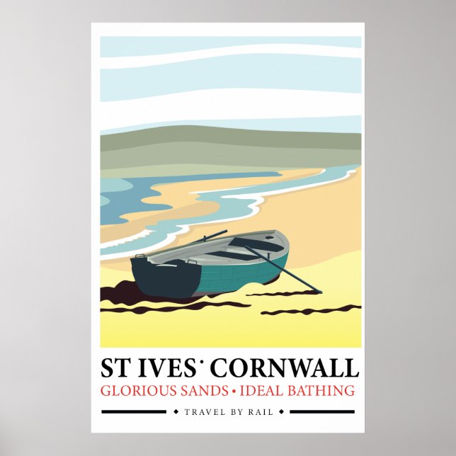 Poster Cartaz de viagem náutico de St Ives Cornwall. (Frente)