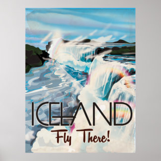 Poster Cartaz de Viagem Paisagem Retro da Islândia