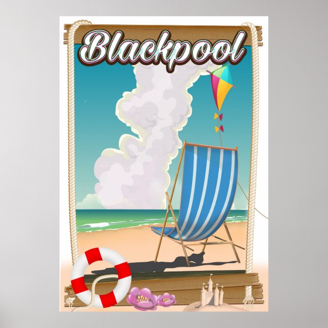 Póster cartaz de viagem para a praia de Blackpool (Frente)