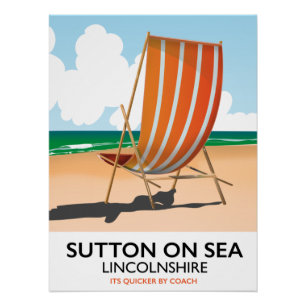Póster Cartaz de viagem para a praia de Sutton on Sea.